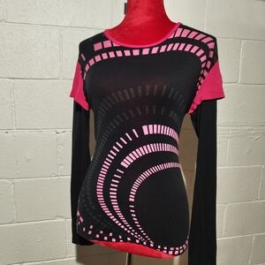 Vintage Custo Barcelona Pink And Black Euro Style Long Sleeve